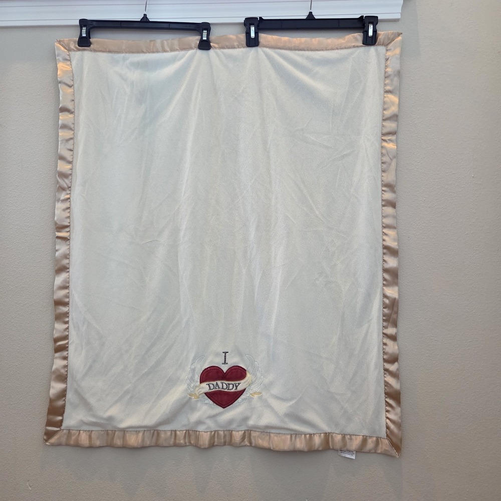 Beansprout Baby Blanket  I Love Daddy  Satin Trim nursery decor neutral